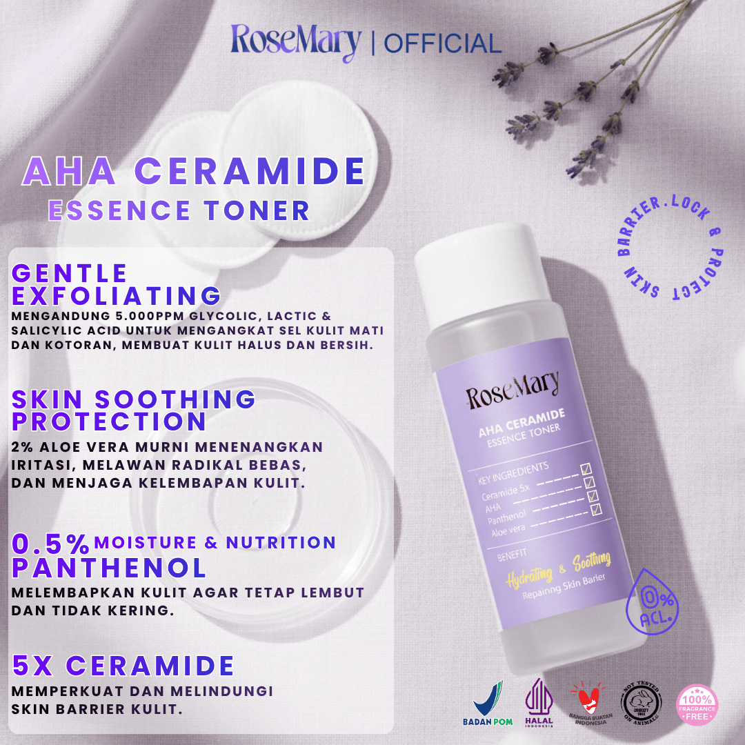 ROSEMARY AHA Ceramide Essence Toner 100 ml | Brightening Toner | Soothing Toner | Barrier toner | Exfoliating toner toner badan face mist hydrating AHA Toner - Image 3