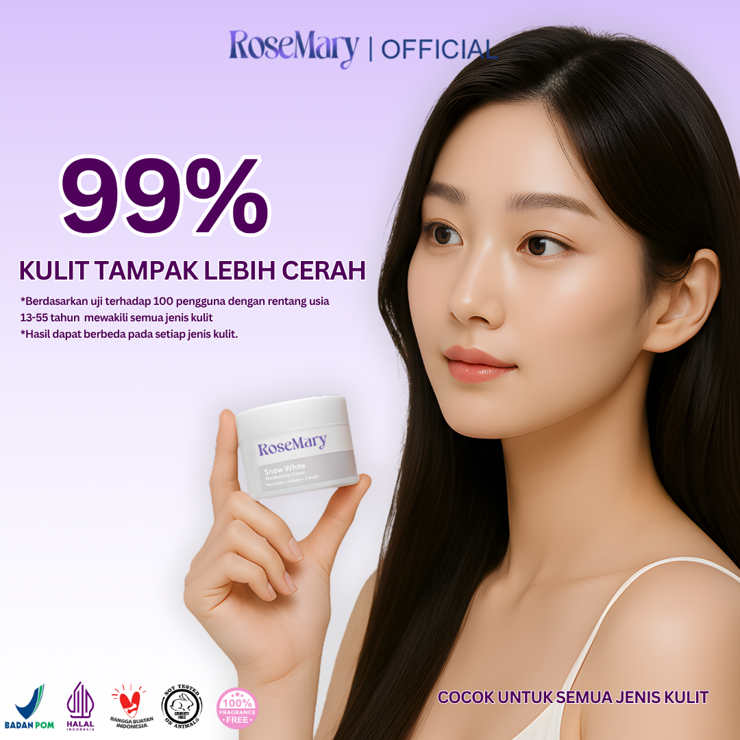 Rosemary Snow White Moisturizing Cream Mencerahkan Melembabkan Atasi Bekas Jerawat Flek Hitam - Image 5