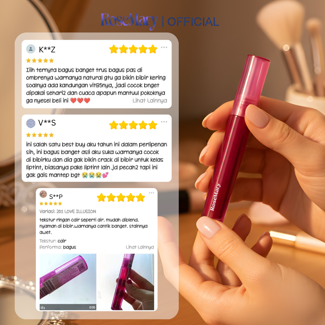 Rosemary Velvet Glow Water TintVITAMIN PELEMBAB BIBIR GLOSSY BEBAS KERING DAILY NATURAL LOOK TAHAN LAMA - Image 8