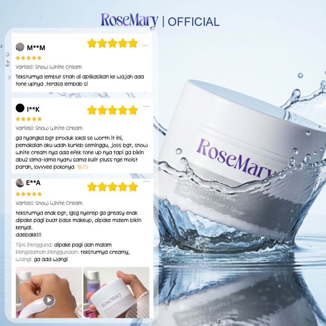 Rosemary Snow White Moisturizing Cream Mencerahkan Melembabkan Atasi Bekas Jerawat Flek Hitam - Image 7