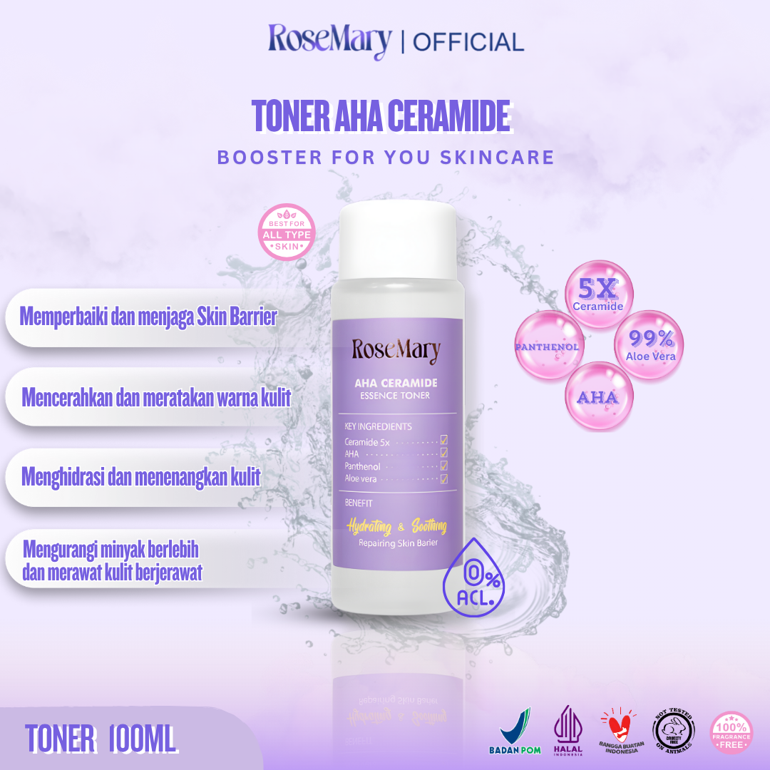 ROSEMARY AHA Ceramide Essence Toner 100 ml | Brightening Toner | Soothing Toner | Barrier toner | Exfoliating toner toner badan face mist hydrating AHA Toner - Image 5