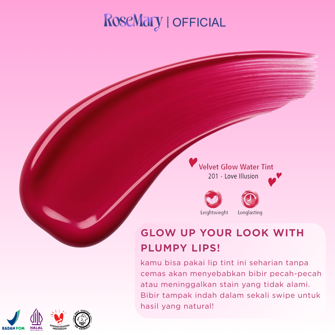 Rosemary Velvet Glow Water TintVITAMIN PELEMBAB BIBIR GLOSSY BEBAS KERING DAILY NATURAL LOOK TAHAN LAMA - Image 5