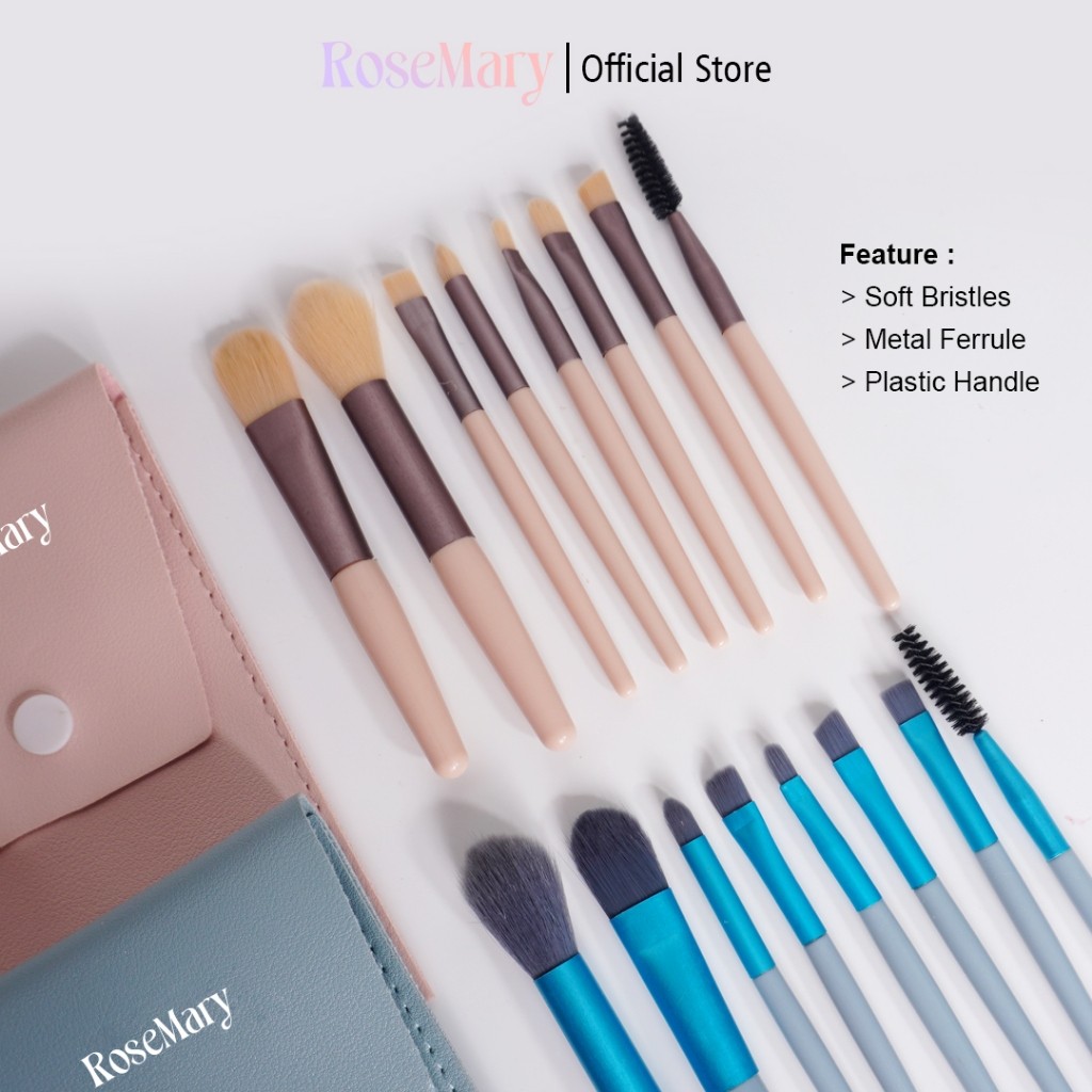 Rosemary Beauty Brush 8 pcs Kuas Make Up Brush Foundation Makeup Kuas Makeup Alat Kecantikan Pouch - Image 2