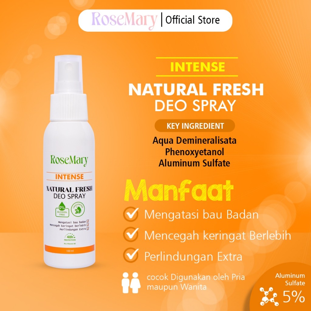 Rosemary Natural Fresh Deo Spray Intense | Deodorant Spray| Deodorant Tawas | Mencegah Bau Ketiak - Image 3
