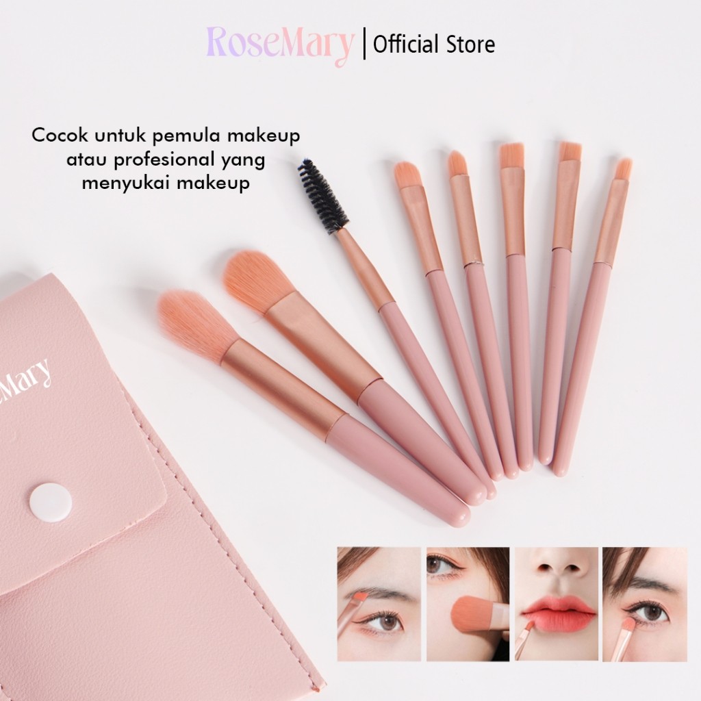 Rosemary Beauty Brush 8 pcs Kuas Make Up Brush Foundation Makeup Kuas Makeup Alat Kecantikan Pouch - Image 4