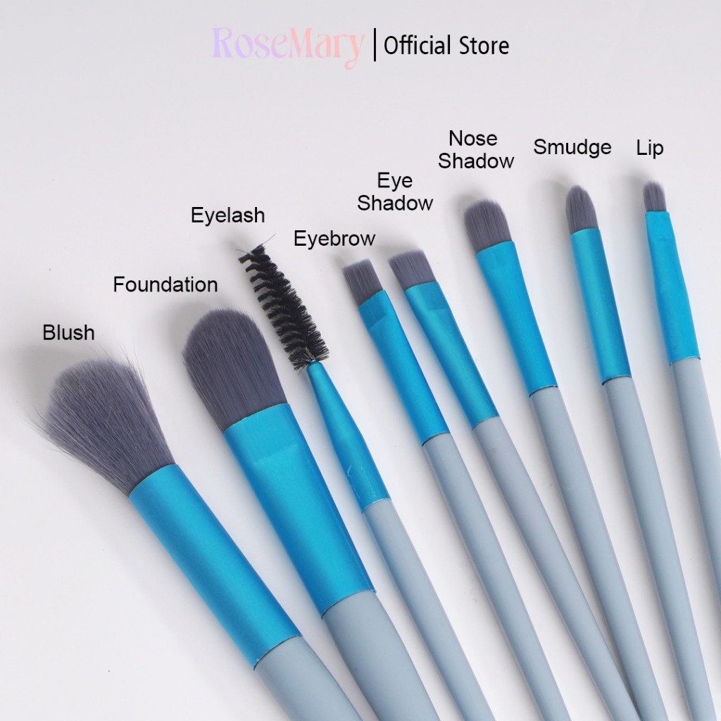 Rosemary Beauty Brush 8 pcs Kuas Make Up Brush Foundation Makeup Kuas Makeup Alat Kecantikan Pouch - Image 6