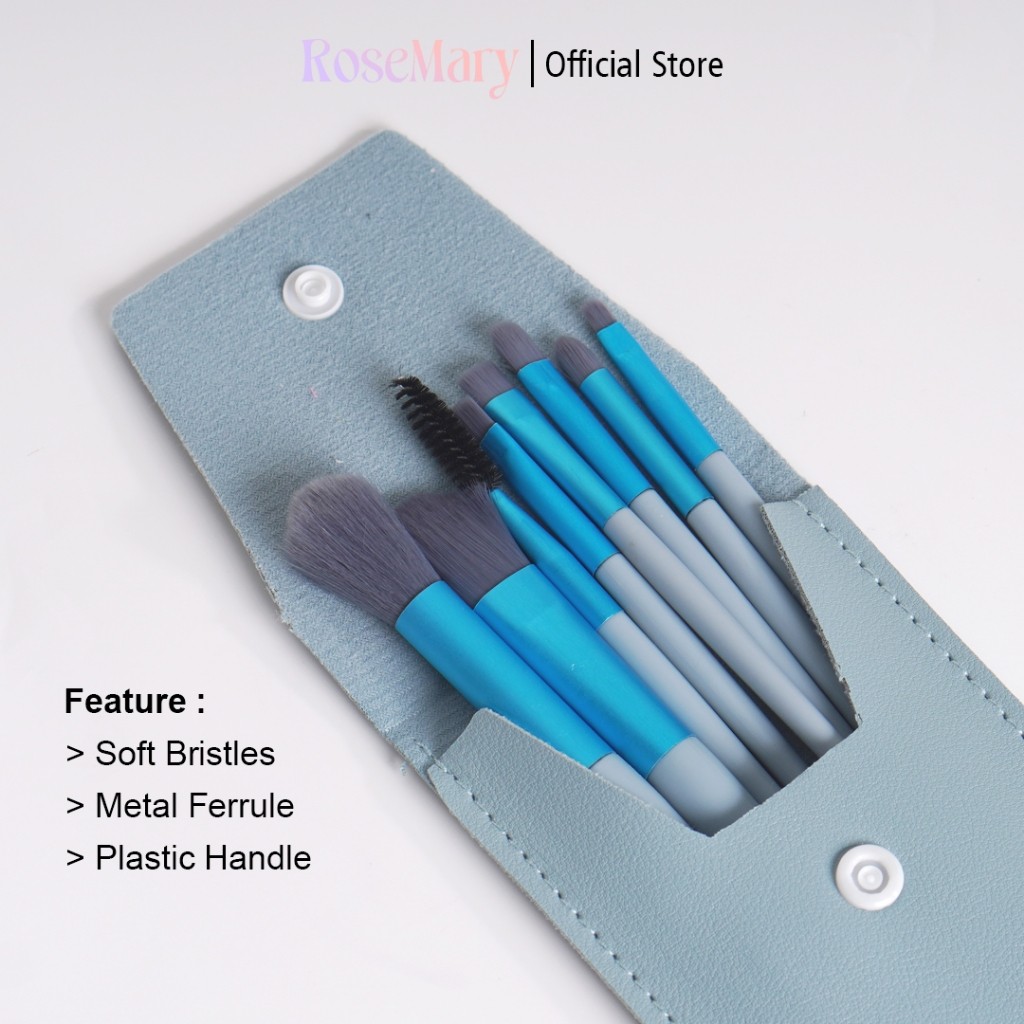 Rosemary Beauty Brush 8 pcs Kuas Make Up Brush Foundation Makeup Kuas Makeup Alat Kecantikan Pouch - Image 9
