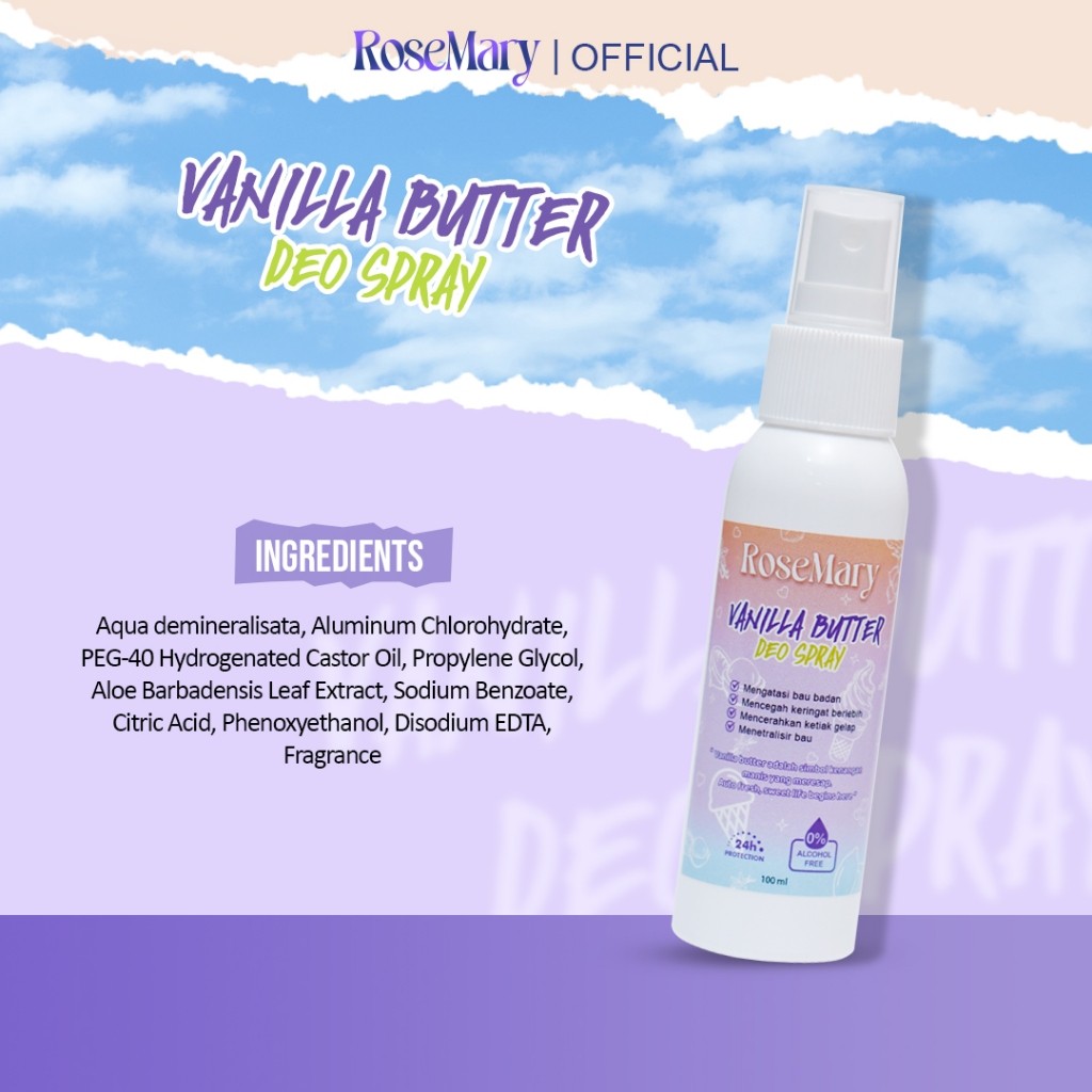 Rosemary Vanilla Butter Deo Spray | Deodorant Spray| Deodoran Tawas | Anti Bau Badan - Image 3