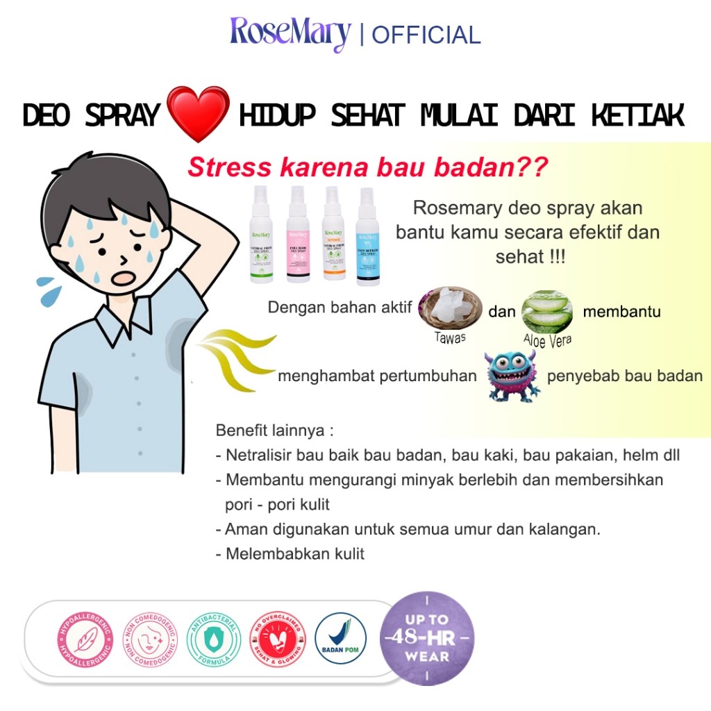 Rosemary Natural Fresh Deo Spray Intense | Deodorant Spray| Deodorant Tawas | Mencegah Bau Ketiak - Image 9