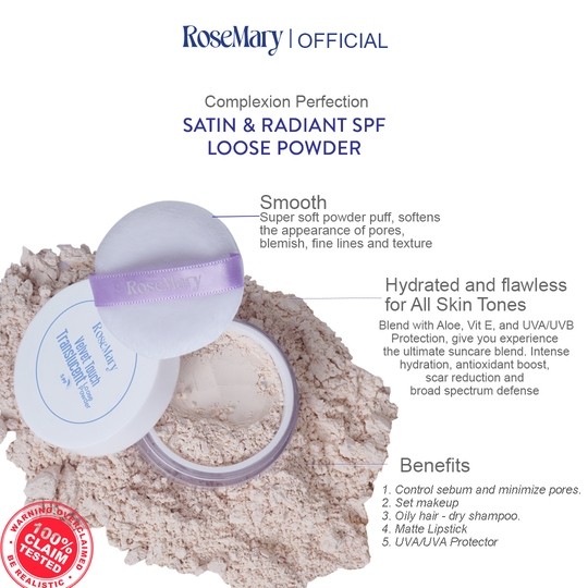 Rosemary Velvet Touch Loose Powder Silky Smooth Translucent Powder - Bedak Tabur Loose Powder Lembut Ringan Oil Control Menghaluskan Makeup Natural - Image 7