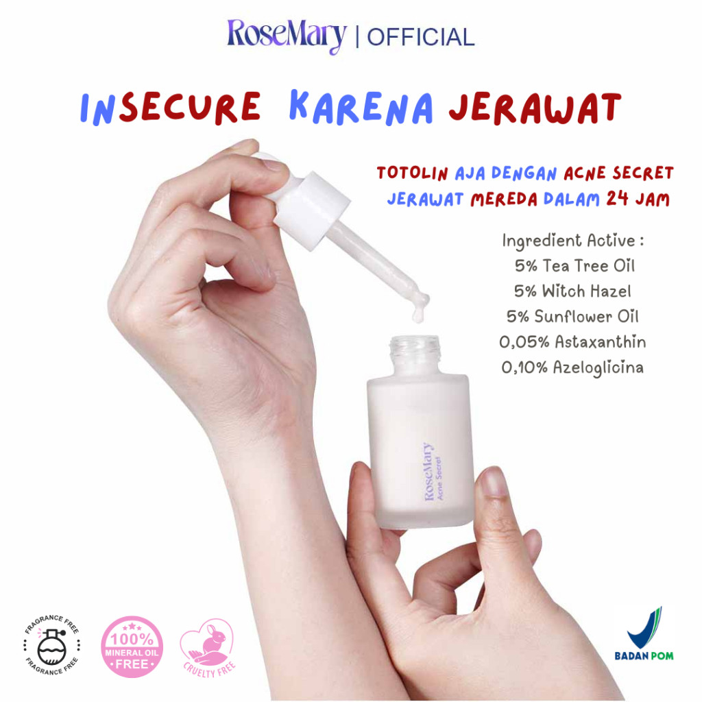ROSEMARY Acne Secret Serum| Face Serum Oily Skin Menyembuhkan Jerawat Menenangkan Wajah Mengontrol Minyak Anti Inflamasi Anti Oksidan - Image 4