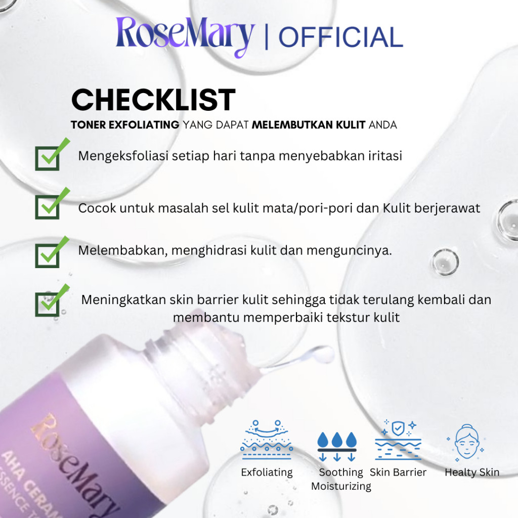 ROSEMARY AHA Ceramide Essence Toner 100 ml | Brightening Toner | Soothing Toner | Barrier toner | Exfoliating toner toner badan face mist hydrating AHA Toner - Image 9