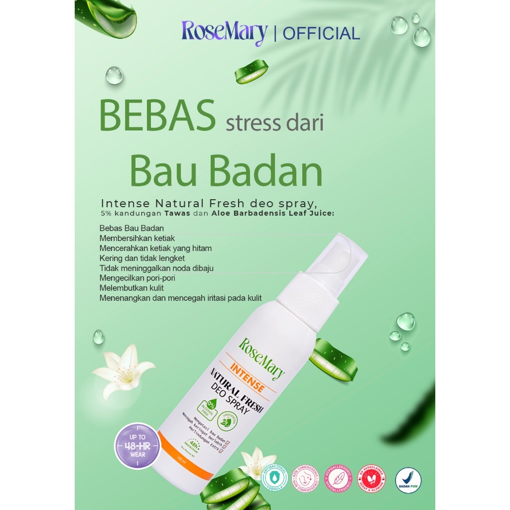 Rosemary Natural Fresh Deo Spray Intense | Deodorant Spray| Deodorant Tawas | Mencegah Bau Ketiak - Image 2