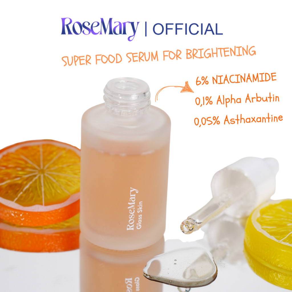 ROSEMARY Glass Skin Serum PERAWATAN WAJAH Brightening Whitening Regenerasi Antioksidan Pelembab Jerawat Noda Hitam Kerut Merah Iritasi - Image 4