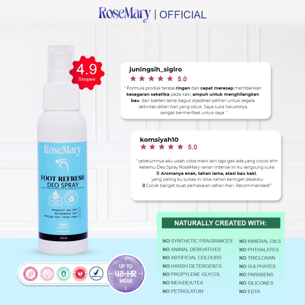 Rosemary Foot Refresh Deo Spray | Deo Spray | Spray Kaki | Anti Bau Kaki | Kaki Pecah pecah | Spray Kaki - Image 4