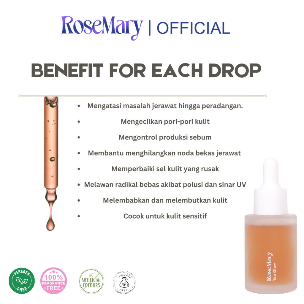 ROSEMARY Serum You Glow Serum Wajah Mencerahkan Wajah Mengatasi Jerawat Anti Aging Sensitif Tidak Iritasi Soothing - Image 3