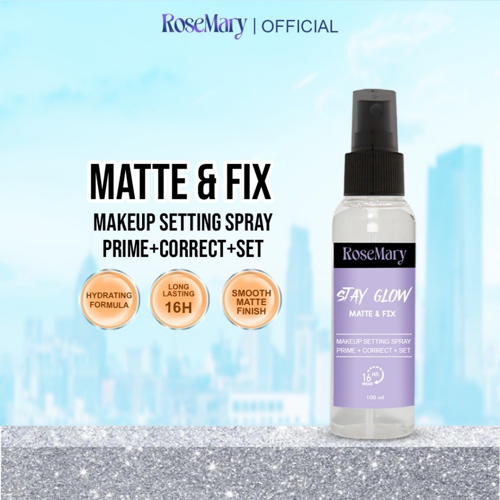 ROSEMARY Stay Glow Matte & Fix MakeUp Setting Spray 100 ML Prime+Correct+Set | Setting Spray | Face Mist - Image 3