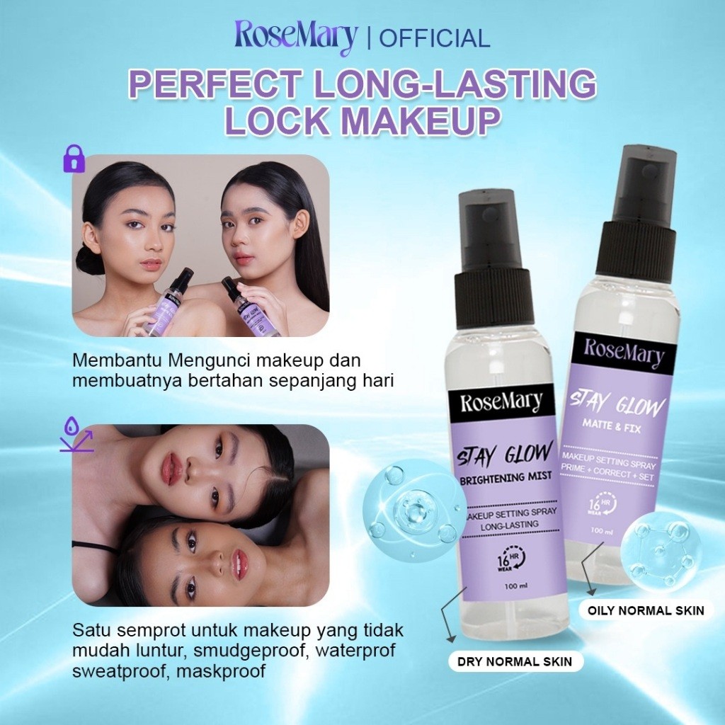 ROSEMARY Stay Glow Matte & Fix MakeUp Setting Spray 100 ML Prime+Correct+Set | Setting Spray | Face Mist - Image 6
