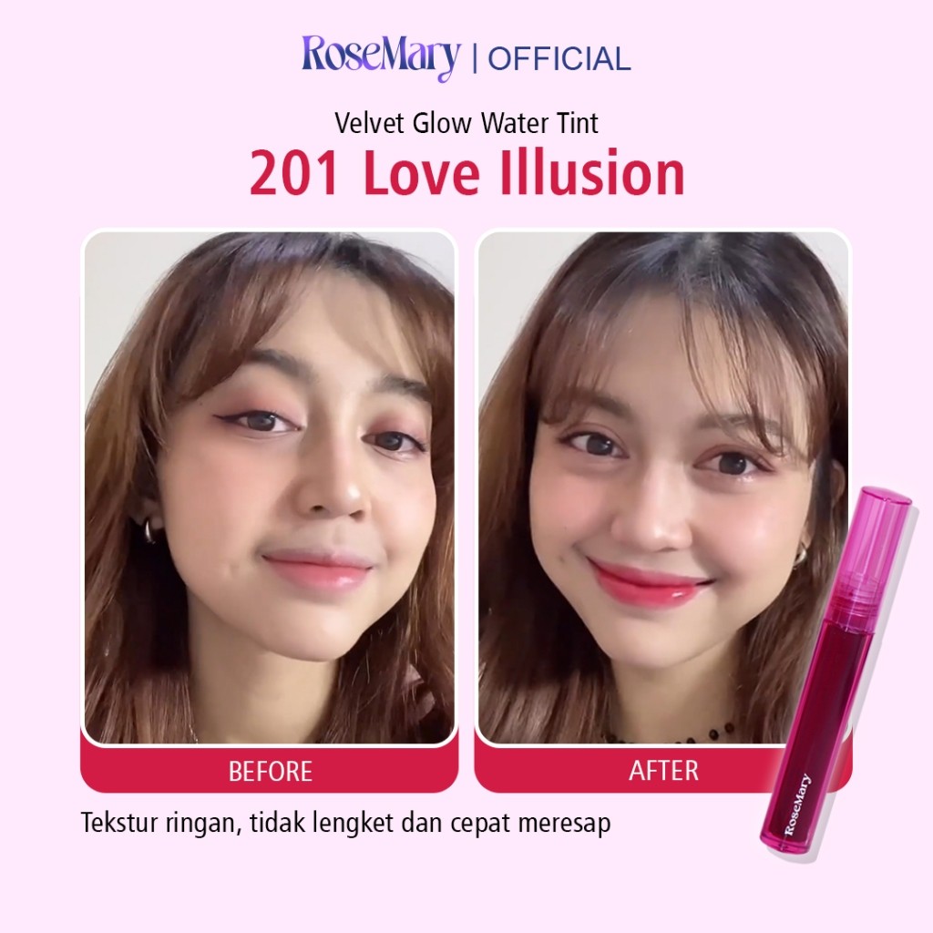 Rosemary Velvet Glow Water TintVITAMIN PELEMBAB BIBIR GLOSSY BEBAS KERING DAILY NATURAL LOOK TAHAN LAMA - Image 2