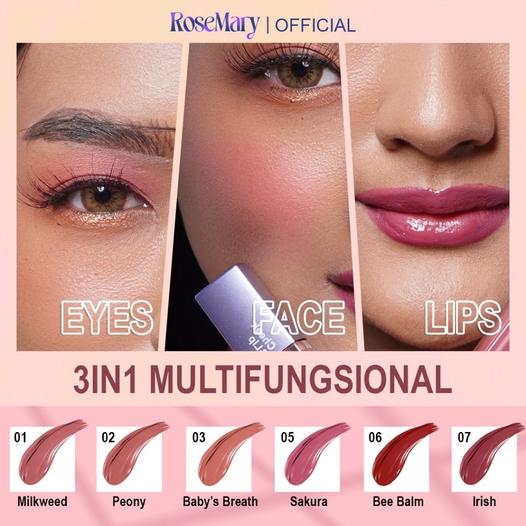 Rosemary Cheek&Lip 01 Milkweed | Lip Cream | Blush On Cream | Eyeshadow Cream | Matte Finish-Makeup - Image 3
