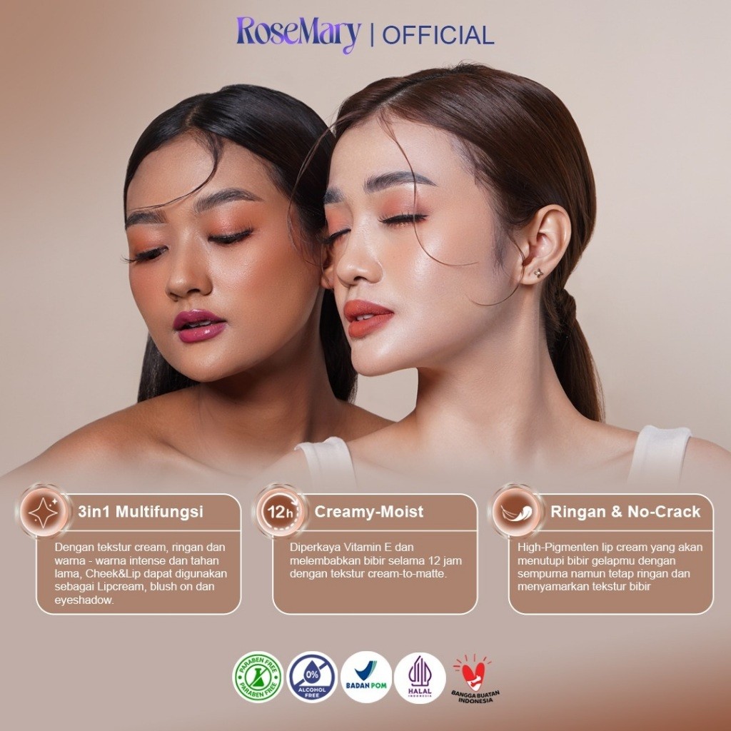 Rosemary Cheek&Lip 06 Bee Balm | Lip Cream | Blush On Cream | Eyeshadow Cream | Matte Finish-Makeup - Image 5
