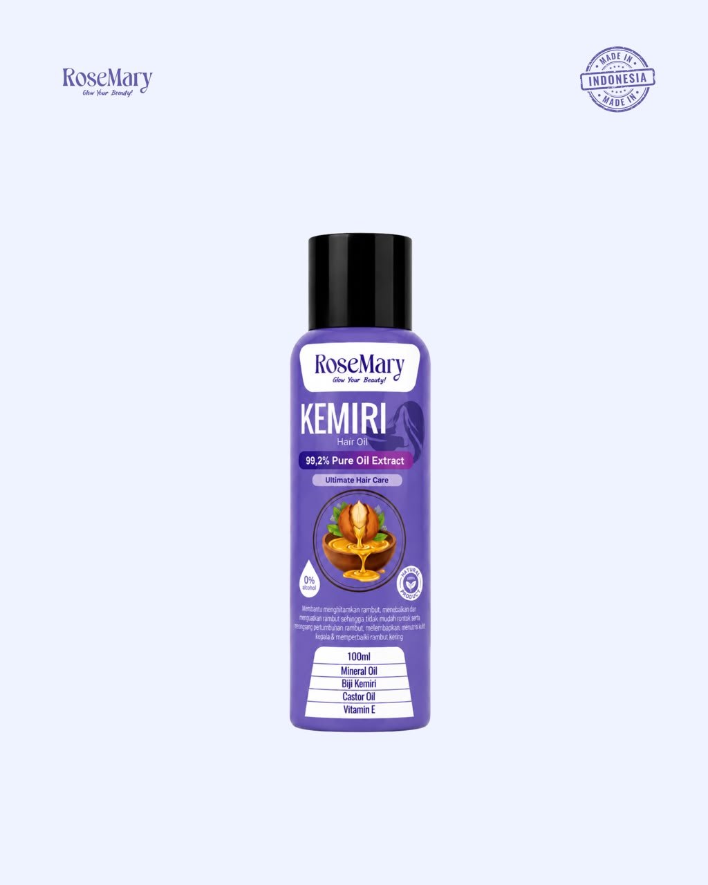 ROSEMARY Kemiri Hair Oil – Perawatan Rambut agar Tampak Sehat dan Berkilau